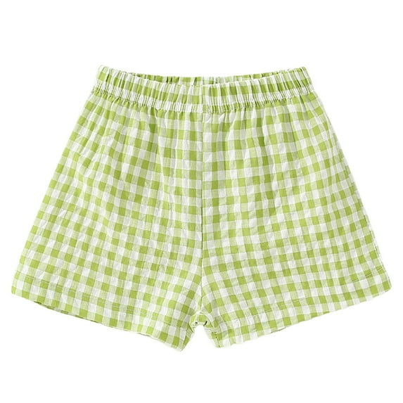 Zanarzt Bloomers for Toddler Girls Toddler Shorts Boys Girls High Waist Solid Color Gingham Stripe Shorts Bottoms Summer Green,12-18 Months