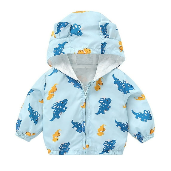 Zanarzt Infant Rain Jacket Kids Toddler Baby Boys Girls Cute Cartoon Animals Print Long Sleeve Coats Outwear Spring Clothes Blue,6-12 Months
