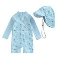 thumbnail image 1 of Zanarzt Infant Rashguard Swimsuit Toddler Baby Boy Swimsuit Kids Rash Guard Long Sleeve One Piece Bathing Suit Swimwear with Hat Grey,3-6 Months, 1 of 7