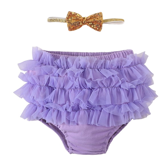 Zanarzt Infant Ruffle Bloomers Baby Ruffle Cotton Ruffle Bloomer Diaper Cover for Girls Baby Girls Skirt Shorts Purple,0-24 Months