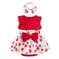 thumbnail image 1 of Zanarzt Infant Ruffle Romper Girl Clothes Newborn Romper Dress Infant Ruffle Sleeveless Summer Outfits with Headband Red,0-3 Months, 1 of 9