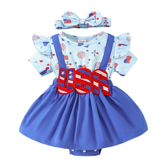 Zanarzt Infant Ruffle Romper Girl Newborn Infant Baby Girl Clothes Rompers Summer Jumpsuits Romper Infant Baby Clothes Girl Blue,6-12 Months