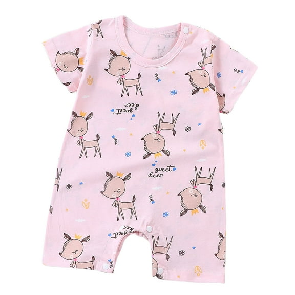 Zanarzt Ruffle Romper Girl Unisex Baby Boy Girl Rompers Short Sleeve One Piece Jumpsuits Clothes Pink,18-24 Months