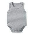thumbnail image 1 of Zanarzt Infant Ruffle Romper Jumpsuit Girl Infant Newborn Baby Boys Girls Cotton Romper Summer Jumpsuit Sleeveless Overalls Clothing Grey,12-18 Months, 1 of 7