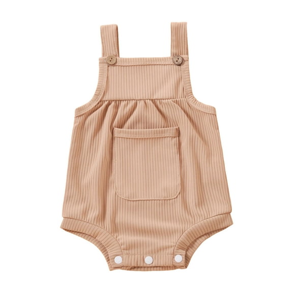 Zanarzt Ruffle Romper Jumpsuit Toddler Baby Girl Ruffled Sleeveless Romper Casual Summer Jumpsuit Cotton Clothes Coffee,6-9 Months