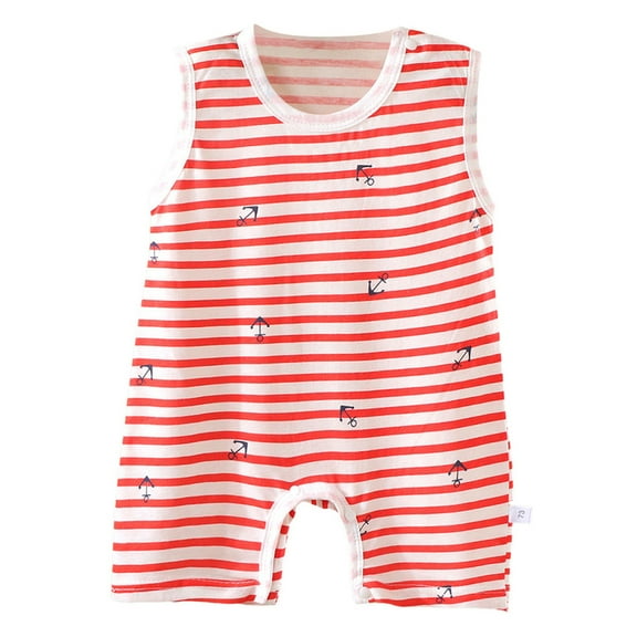 Zanarzt Infant Ruffle Sleeve Romper Girl Baby Girl Boy Summer Cotton Romper Clothes Sleeveless Comfy Rompers Newborn Tops Hot Pink,6-12 Months