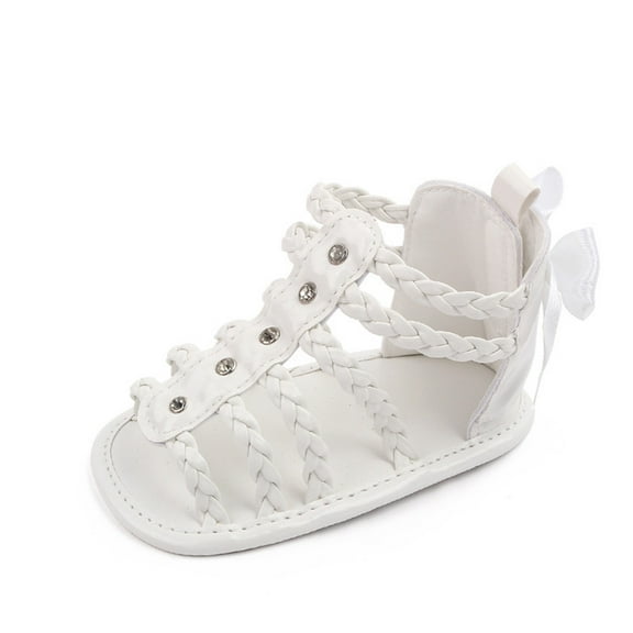 Zanarzt Infant Summer Sandals Baby Girl Sandals Summer Crib Shoes Soft Sole Infant Girls Princess Dress Flats First Walker Shoes White,4