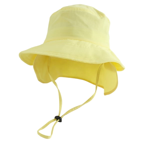 Zanarzt Infant Sun Hat Toddler Baby Sun Hat Solid Color Unisex Kids Summer Beach Hats with Bucket Wide Brim Yellow,6-10 Years