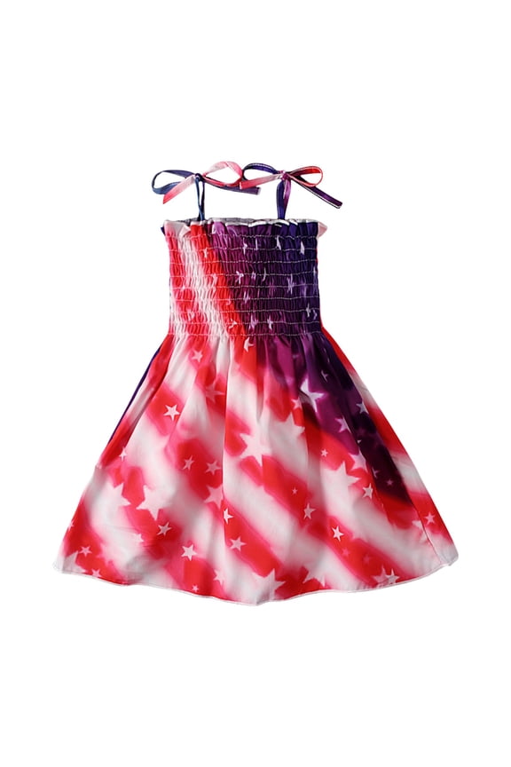 Infant Toddler Girl 4th Of July Outfit 4th of July Toddler Girl Outfit Fourth of July Spaghetti Strap Dress Kids Little Girl Independence Day Clothes Gold,3-4 Years
