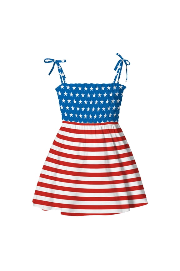 Infant Toddler Girl 4th Of July Outfit Toddler Girls 4th Of July Dress Toddler Girl Dress Flag Print 4Th Of July Sleeveless Toddler Girls Red,3-4 Years