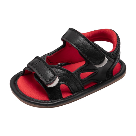 Zanarzt Infant Walking Shoes Baby Infant Boy Girl Sandals Newborn Non-Slip Soft Rubber Sole Sandals for Baby Boys Open-Toe Outdoor Casual Summer Black,US 4