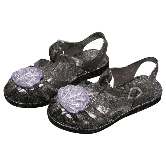 Zanarzt Kids Jelly Shoes Slip On Toddler Girls Jelly Sandals Closed Toe Flat Jelly Shoes Water Beach Soft Rubber Sole Princess Dress Slides Black,10