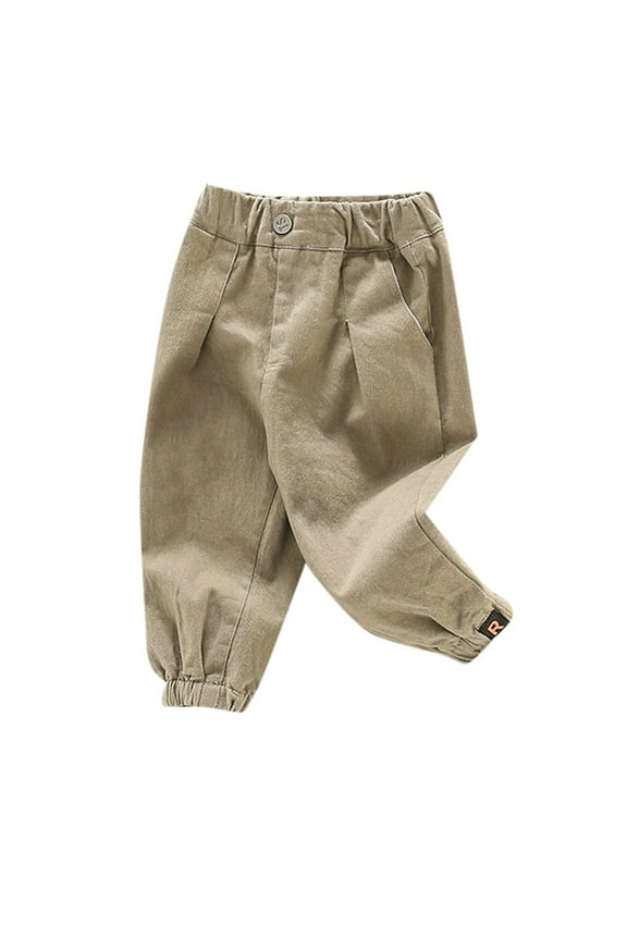 Jogger Pants for Toddler Boys Baby Boy or Girl Pants Cotton Toddler Pants for Toddlers Babies Khaki,6-12 Months