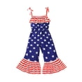 thumbnail image 1 of Zanarzt Jumpsuit Dressy Casual Toddler Baby Girl 4th of July Outfits American Flag Romper Bell Bottoms Star Striped Overall Jumpsuit Summer Clothes Red,7-8 Years, 1 of 8