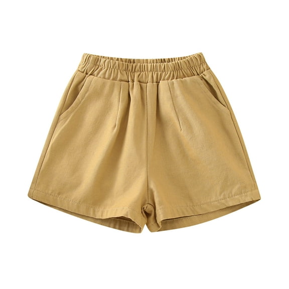 Zanarzt Kid Girls Athletic Shorts Unisex Baby Toddler Cotton Shorts Baby Pull on Shorts Soft Summer Clothes for Daily Wear Khaki,3-4 Years