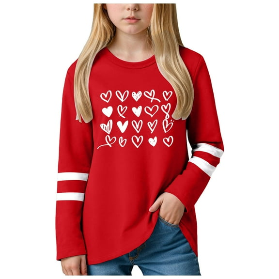 Zanarzt Kid Girls Long Sleeve Shirt Infant Toddler Girl Long Sleeve Shirt Basic Baby Tees Blouses Tops Print Ruffled Tshirts Back to School Clothes Watermelon Red,7-8 Years