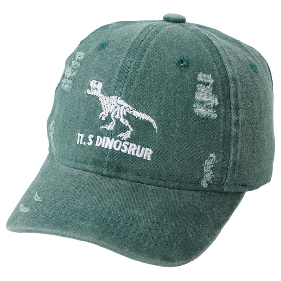 Zanarzt Kids Baseball Hats Boys Adjustable Dinosaur Washed Baseball Cap Baby Embroidered Baseball Cap Cartoon Childrens Hat Green,3-8 Years