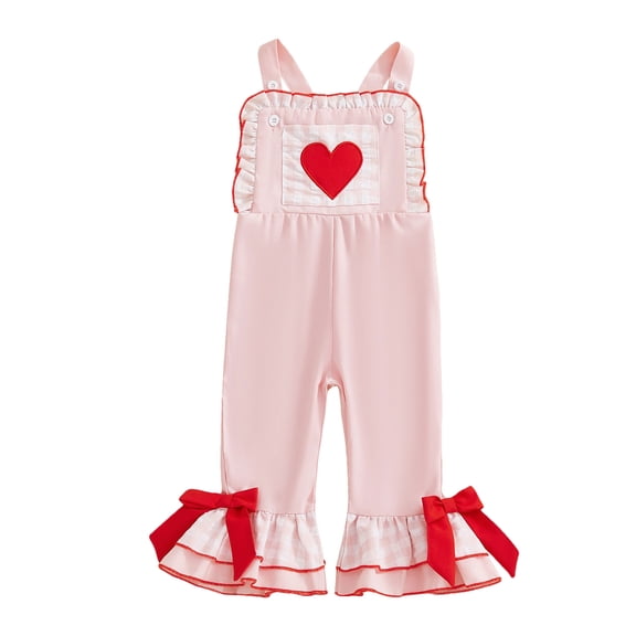 Zanarzt Kids Big Girls Jumpsuits Girls Overalls Kids Casual Sleeveless Jumpsuits Heart Pants Rompers Pink,3-4 Years