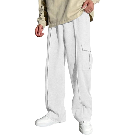 Zanarzt Kids Cargo Pants Boys Cotton Boys Girls Joggers Cargo Pants with Pockets High Waist School Casual Trousers White,6-7 Years