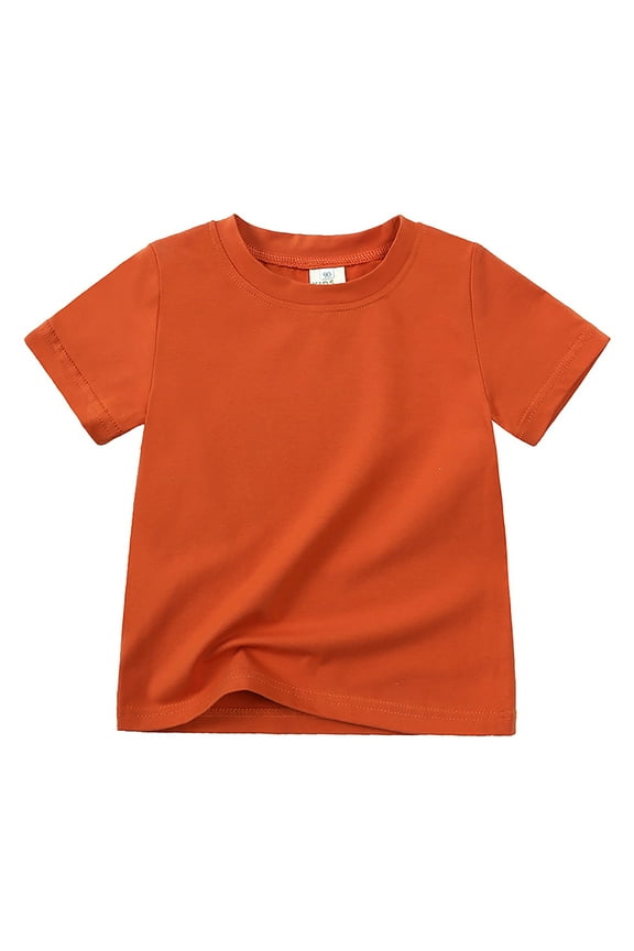 Kids Clothes Girls Short Sleeve T Shirts Kids Summer Oversized Tops Trendy Crewneck Basic Tees Orange,3-4 Years