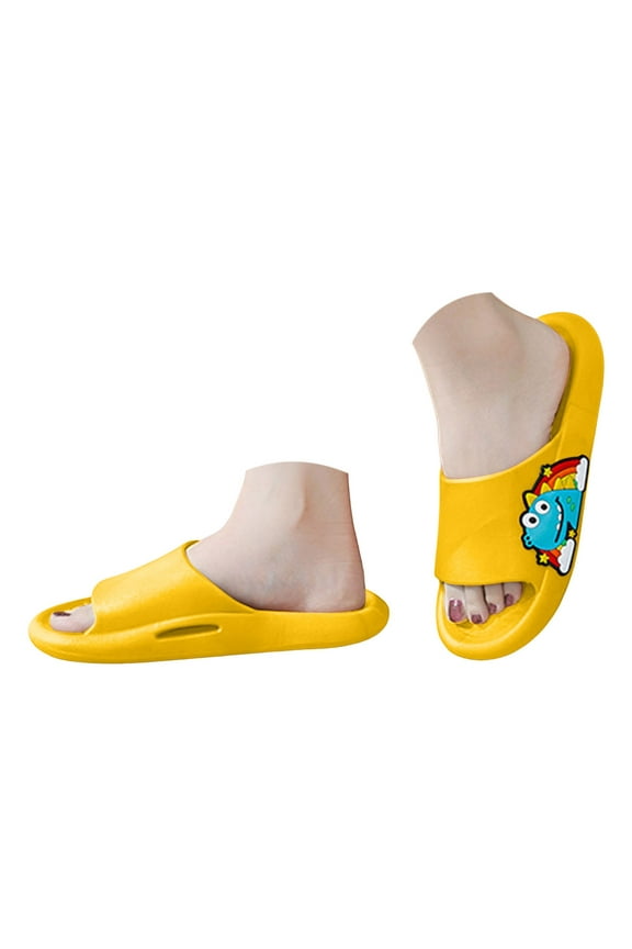Kids Cloud Slides Boys Toddler Baby Girls Slipper Open Toe Flat Slides Comfort Summer Outdoor Casual Beach Slippers for Kids Yellow,US 2.5