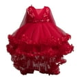 thumbnail image 1 of Zanarzt Kids Dress Girls Summer Cotton Flower Girls Tulle Dress Bridesmaid Wedding Pageant Dresses Princess Birthday Party Red,18-24 Months, 1 of 6