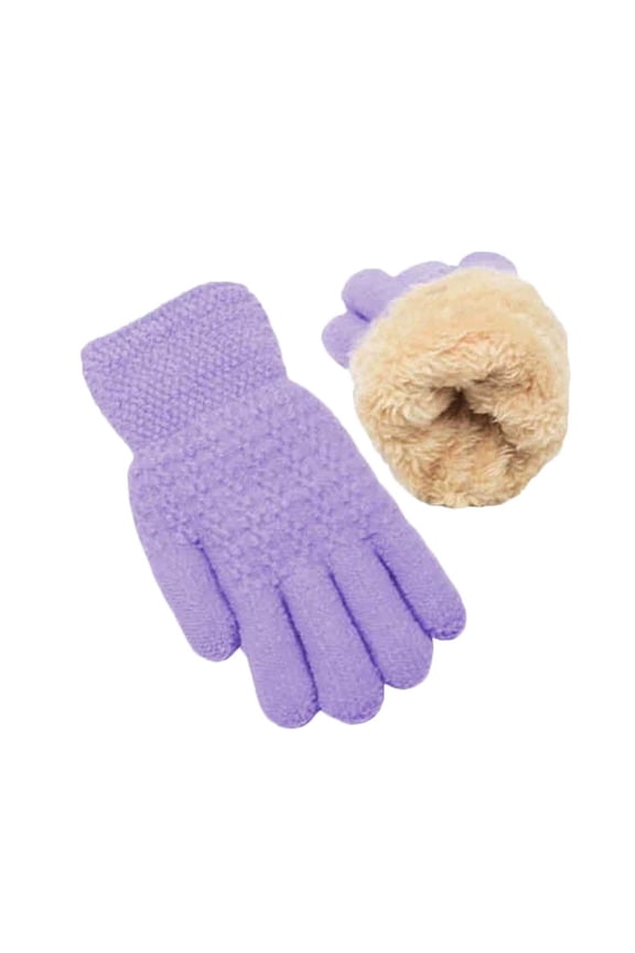 Kids Gloves Winter Gloves for Boys Girls Kids Warm Knit Thermal Knitted Gloves Wool Fleece Lined Mittens for Cold Weather Purple,5-10 Years
