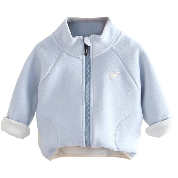 Zanarzt Kids Jackets Boys Toddler Girls Boys Fleece Jacket Kids Sherpa Lined Jackets Fall Spring Warm Coats Clothes for Baby Blue,18-24 Months