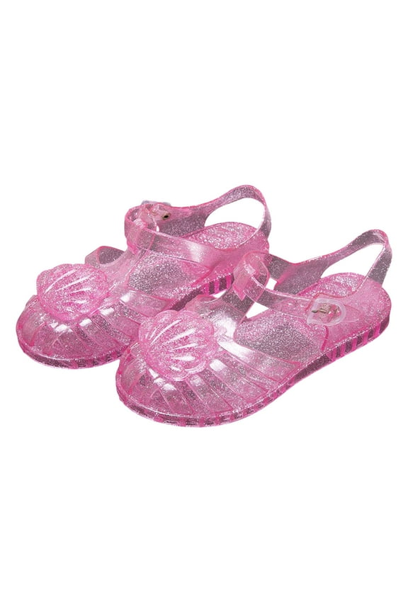 Kids Jelly Shoes Slip On Toddler Girls Jelly Sandals Closed Toe Flat Jelly Shoes Water Beach Soft Rubber Sole Princess Dress Slides Pink,8