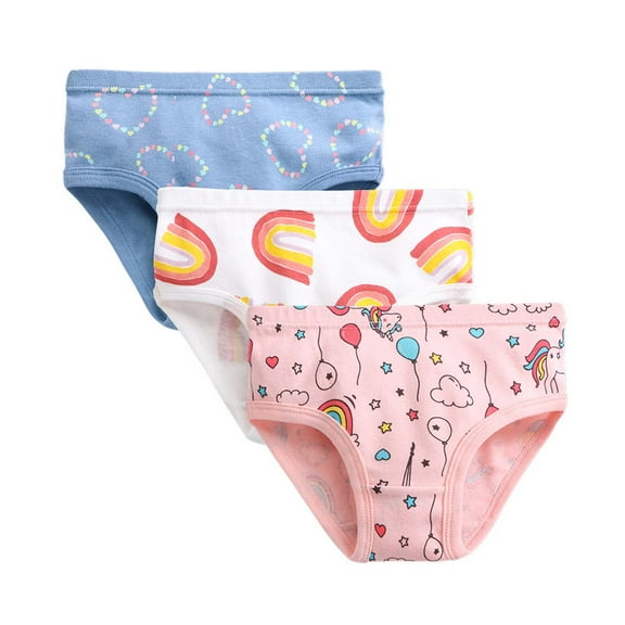 Zanarzt Kids Panties Girls Little Girls' Soft Cotton Underwear Kids Cool Breathable Comfort Briefs Toddler Undies(Pack of 3) Back to School Clothes Watermelon Red,7-8 Years