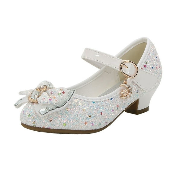 Zanarzt Kids Princess Shoes Girl's Dress Shoes Mary Jane Low Heel Wedding Party Princess Shoes for Toddler/Little/Big Kids White,US 11