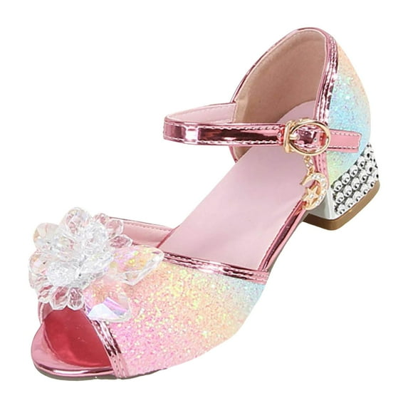 Zanarzt Kids Princess Shoes Girls Toddler/Little Kid Dress Mary Jane Pumps Bow Low Heels Party Wedding Princess Shoes Light Pink,US 13.5
