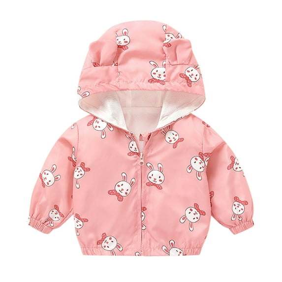 Zanarzt Kids Rain Coat Kids Toddler Baby Boys Girls Cute Cartoon Animals Print Long Sleeve Coats Outwear Spring Clothes Pink,18-24 Months