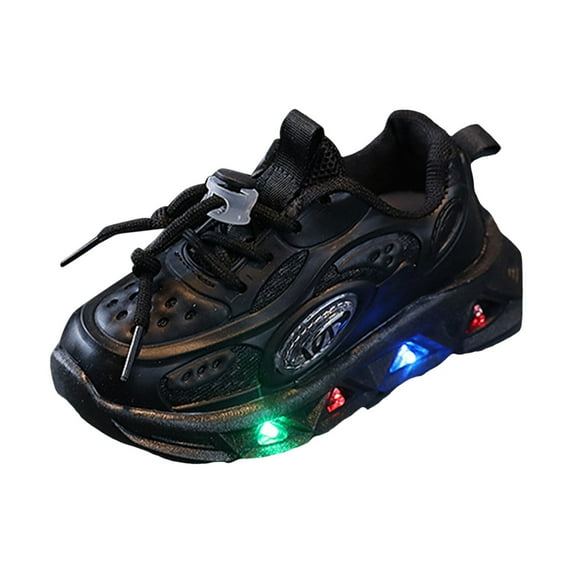 Zanarzt Kids Running Shoes Boys Fashion Light Up Sneakers for Kids Breathable Boy Girl Sports Running Shoes Gym Lace up Non Slip Shoes Black,US 12