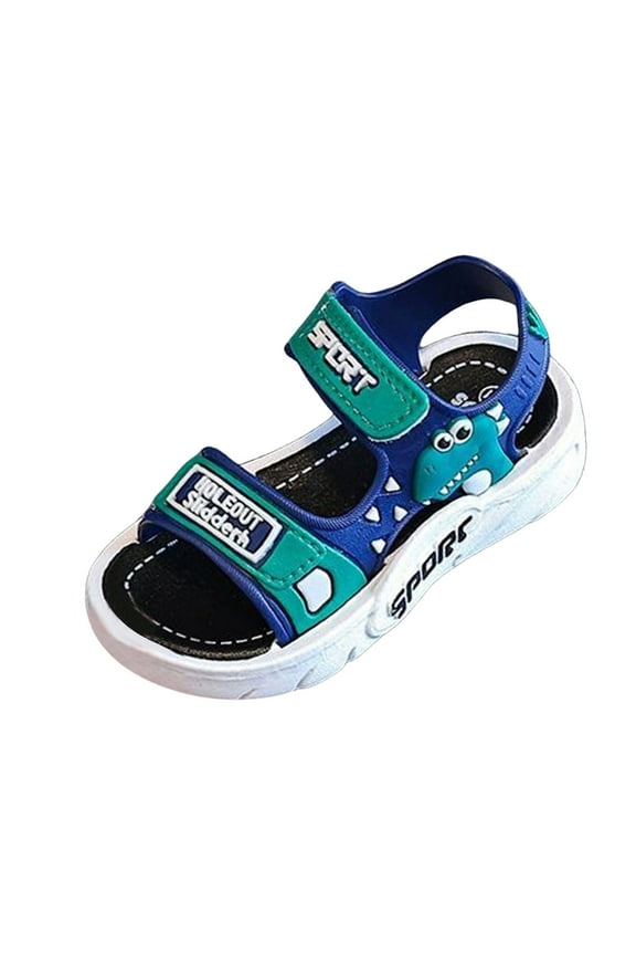 Boy Sandals Kids Sandals Boys Girls Summer Non Slip Toddler Slippers with Adjustable Straps for Indoor Outdoor Green,US 13.5