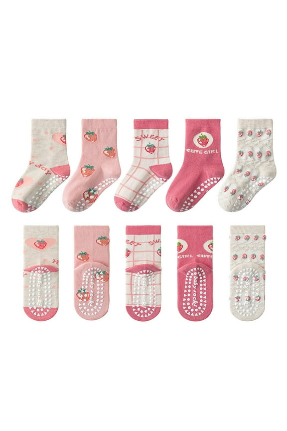 Kids Socks Cute Cotton Girls 12PC Children Socks Comfortable Soft Fashion Cute Cartoon Children Floor Socks Back to School Must Haves Gray,6-8 Years