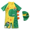 thumbnail image 1 of Zanarzt Toddler Boy One Piece Bathing Suit Toddler Boy One Piece Swimwear UPF 50+ Sun Protection One Piece Bathing Suit Rash Guard Sunsuit with Hat Green,3-4 Years, 1 of 4