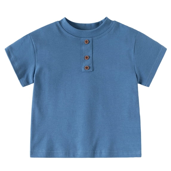Zanarzt Kids Tee Shirts Toddler Boys Short Sleeve Shirt Casual Cotton Shirts Basic Tee Tops Summer Tops Blue,6-7 Years