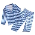 thumbnail image 1 of Zanarzt Kids Valentines Pajamas Girls Pajamas Silk PJS Set Satin Sleepwear Long Sleeve Jammies for Kids Button Down Nightwear Loungewear Blue,3-4 Years, 1 of 9