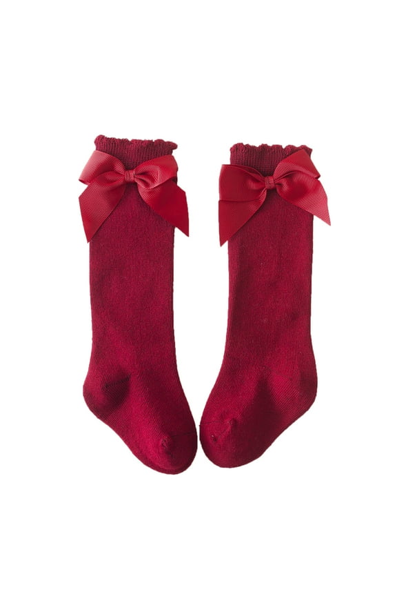 Knee Socks Toddler Girls Toddler Baby Kids Girls Solid Knee High Socks Stockings Mid Calf Length Princess Sock Wine,3-5 Years