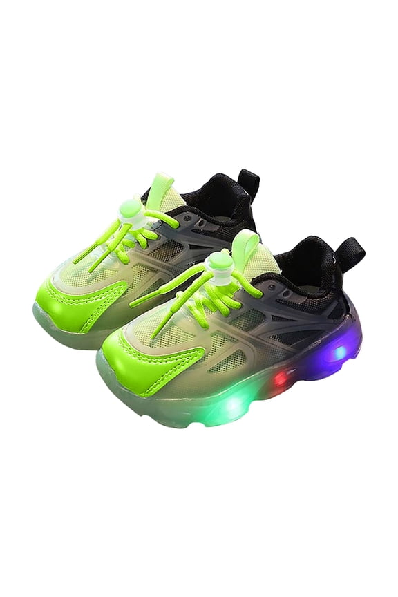 Little Girl Light Up Sneakers Kids Light Up Shoes Flash Sneakers for Boys Girls Toddles Best Gift for Birthday Thanksgiving Christmas Day Green,US 12