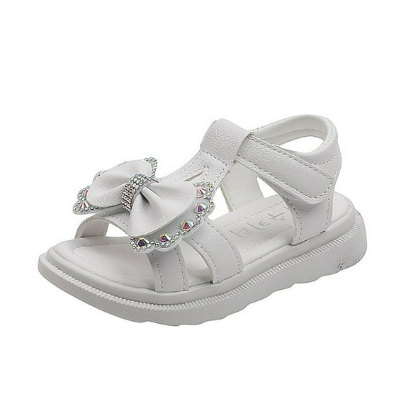Zanarzt Little Girl Sandals Open Toe Toddler Girls Shoes Girl Sandals Girls Sandals Strappy Cute Flats Dress Sandals for Girls Kids Summer Shoes Open Toe White,11