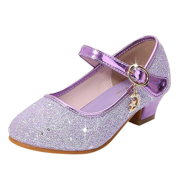 Zanarzt Little Girls Dress Shoes Girl Mary Jane Shoes Low Heel Princess Flats Dress Shoes for Little Kid Purple,1
