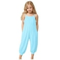 thumbnail image 1 of Zanarzt Jumpsuit Dressy Casual Girls' Sleeveless Jumpsuit Spaghetti Strap Pants Long Pants with Pockets Light Blue,9-10 Years, 1 of 9