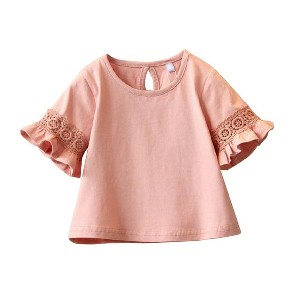 Zanarzt Little Girls Short Sleeve T Shirts Girls Casual Summer Tops Girls Short Sleeve T Shirts Soft Cotton Summer Tops Kids Casual Crewneck Basic Tees Shirts Blouse Clothes for Girls Pink,3-4 Years