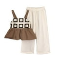 thumbnail image 1 of Zanarzt Little Girls Summer Outfits Baby Toddler Girls Clothes Sleeveless Camisole Pants Set Baby Summer Outfits Brown,4-5 Years, 1 of 7