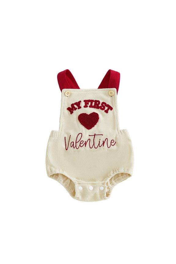 Newborn Girl Outfits Baby Girl First Valentines Day Baby Boy Girl Outfit Cute Valentines Romper Spring Clothes Beige,0-3 Months