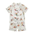 thumbnail image 1 of Zanarzt Pjs for Boys Girls Pajamas Silk Satin Pajama Set 2 Piece Button Down Pjs Ruffle Sleepwear 4-5 Years,Beige, 1 of 4