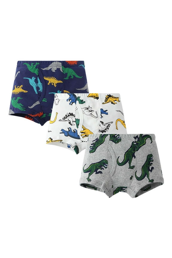 Potty Training Underwear for Boys 3PC Underwear Boy Baby Cartoon Dinosaur Little Boy Cotton Boxer Pants Black,6-7 Years