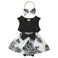 thumbnail image 1 of Zanarzt Preemie Clothes Baby Girl Clothes Romper Dress Lace Ruffle Sleeveless Summer Outfits with Headband Black,6-9 Months, 1 of 5